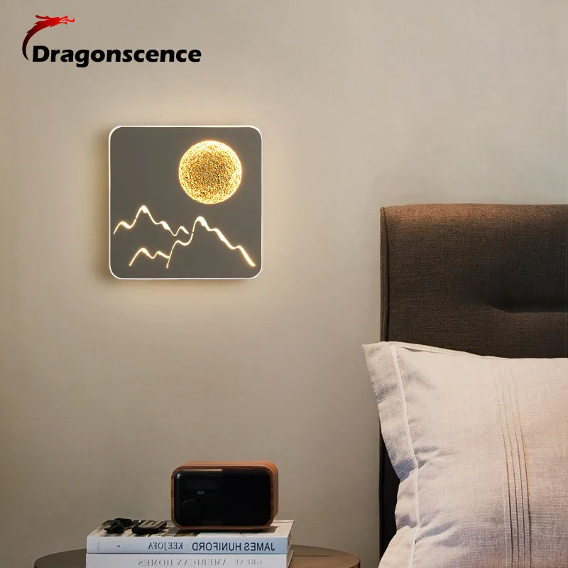 Dragonscence закат настенный светильник творческая личность гостиная современный минималистичный круглый прохода Спальня прикроватный настенный светильник