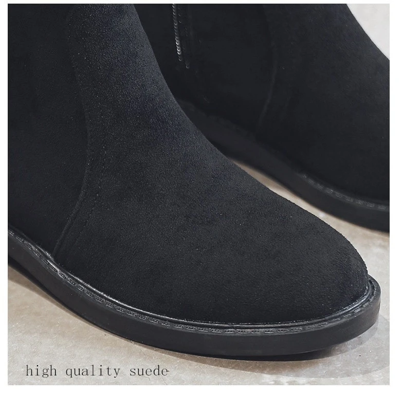 JIANBUDAN/черные Модные осенние ботильоны женские Замшевые полусапожки зимняя теплая обувь с плюшем удобная женская обувь 34-43