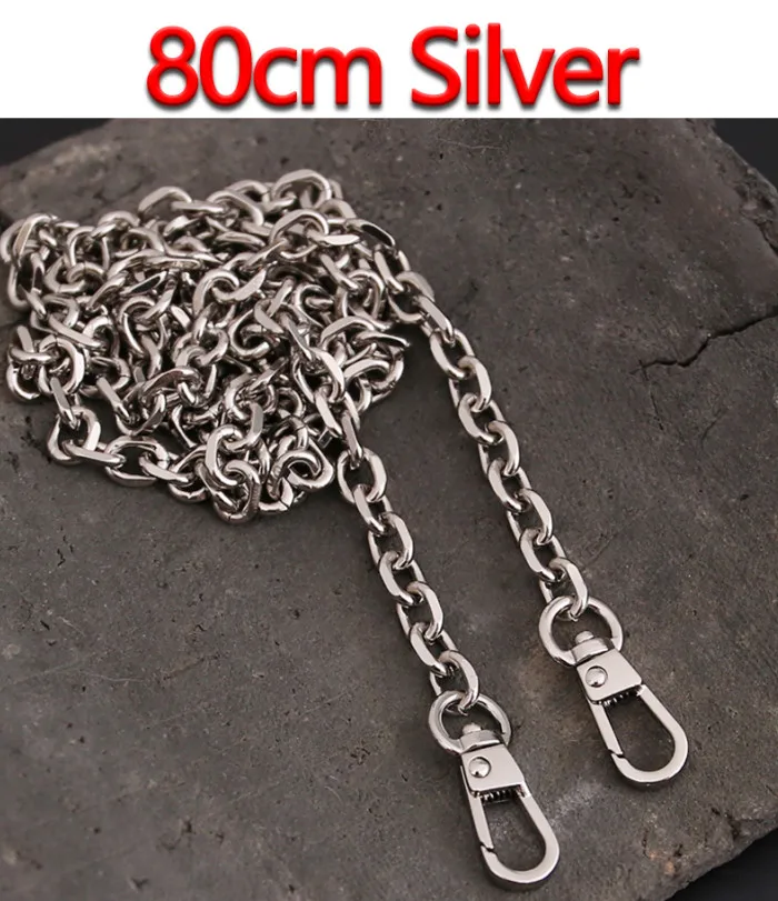 80cm Silver Светло 7 мм золото, пистолет черный, серебряный сменный кошелек цепь наплечный ремень через плечо для небольшой сумки, клатч Сумки DIY O цепи - Цвет: 80cm Silver