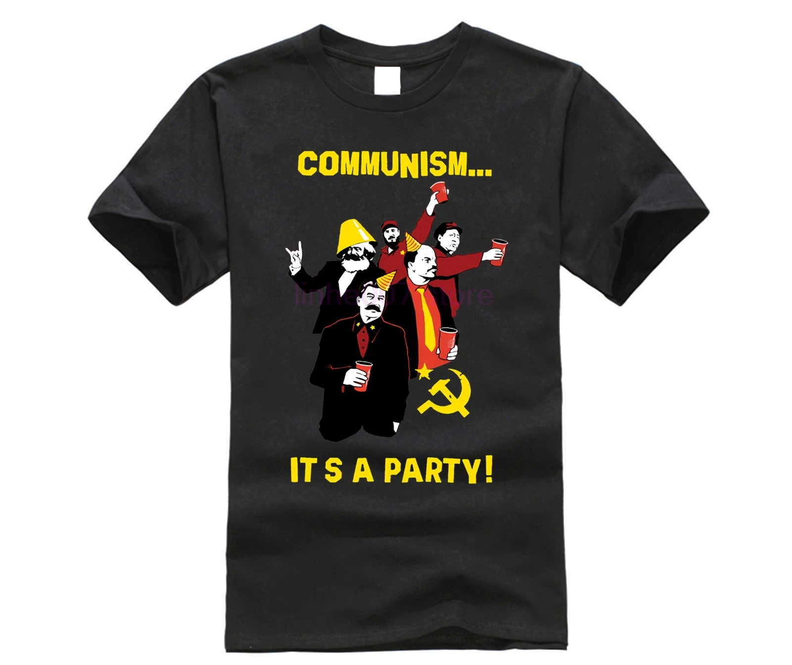 Недорогая Мужская футболка с вырезом лодочкой и коммунизмом It's A Party забавная