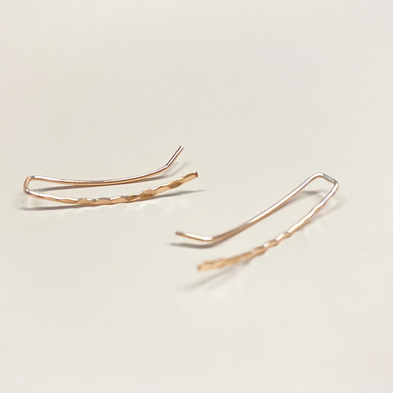 Real 925 Silver Ear Climber Ear Cuff Gold Handmade Hammered Jewerly  Minimalist Pendientes Oorbellen Boho Earrings for Women 5