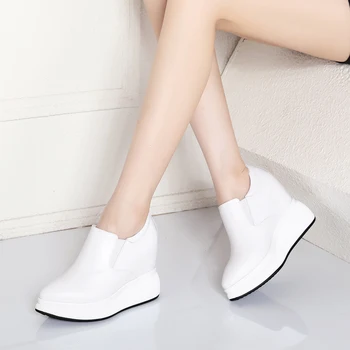 

SARAIRIS New Female Elegant High Height Increasing Pumps Casual Platform Pumps Women Spring Genuine Leather Shoes Woman