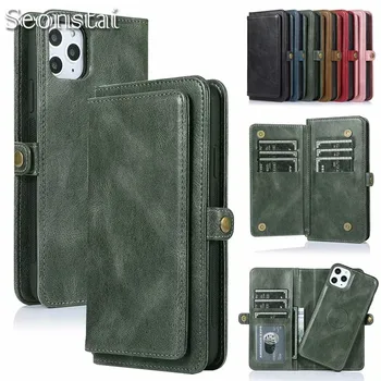 

Flip Folio Case for iPhone XR XS Luxury Detachable Leather Wallet Phone Case Magnet Cover for iPhone 11 SE 2020 XS Max 7 8 Coque