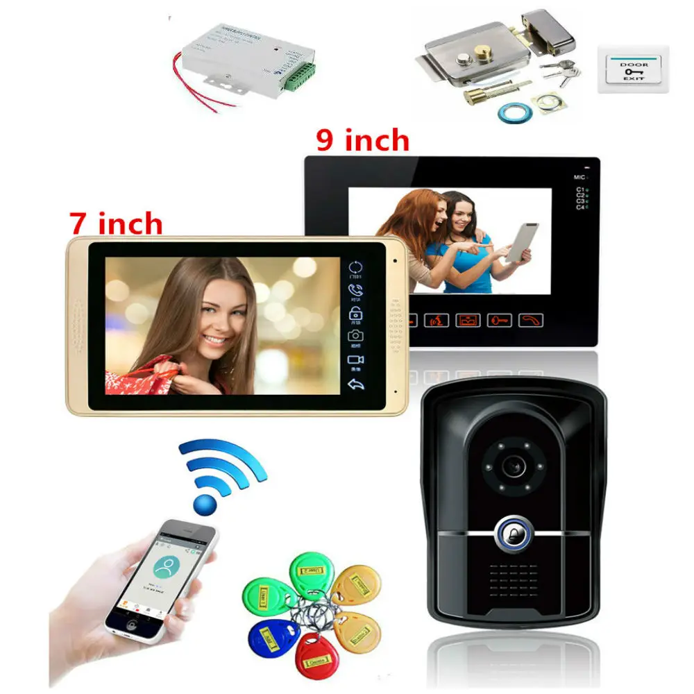 " 2 monitoren видеодомофон Deurbel домофон Bedrade/Draadloze Wifi Systeem met IR-CUT HD 1000TVL Bedrade камера ночного видения