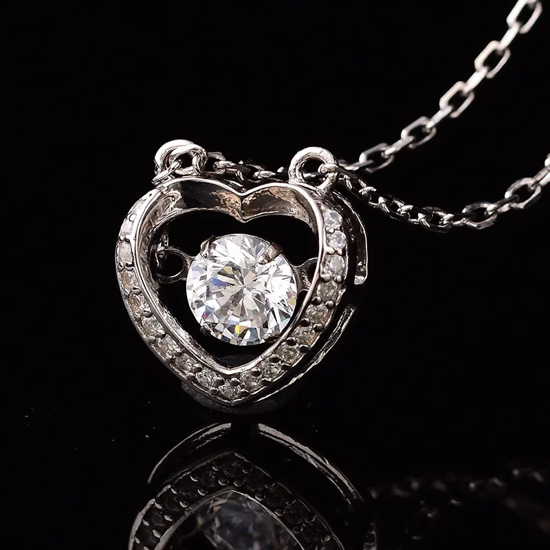 silver 925 clever necklace pendant will beating heart necklace female 925  silver moissanite necklace valentine's day