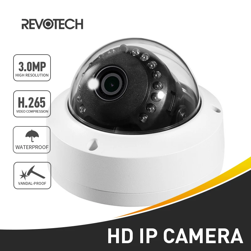 

H.265 HD Vandal-proof Waterproof 3MP 15 LED Outdoor IP Camera Anti-Vandal Dome 1296P / 1080P ONVIF Night Vision P2P CCTV Cam