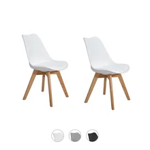 EGGREE Set of 2 Tulip Modern Design Dining Chairs Retro Lounge Chairs With Solid Wood Oak Legs,Kitchen chairs With Padded Seat