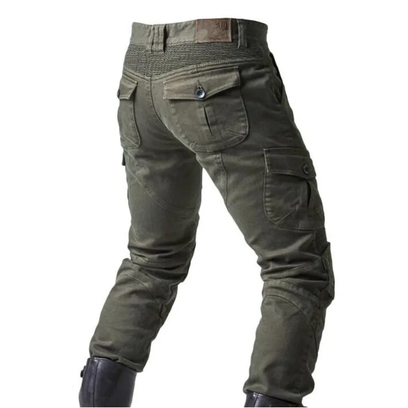 Green Motorcycle Pants Men Motocross Racing Trousers Cargo Jeans Touring Riding Pantalon Moto Pants Motorcycle Equipment Pants