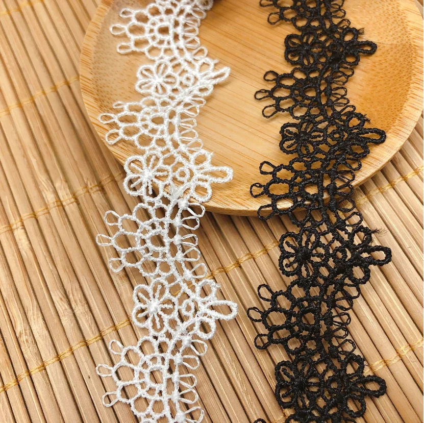 5 Yards/lot Width 2.7cm Delicate White Black Lace Embroidery Water Soluble Ribbon Trim Garment Dress DIY Sewing Accessories Lace Ribbon Lace Sewing Accessories Lace Sewing Supplies Lace Accessories Lace Garment Accessories Clothing Craft Accessories