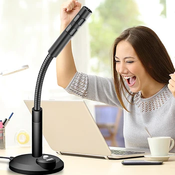 

Computer Laptop Noise Reduction Portable Desktop Microphone Adjustable Angle Freestanding With 3.5mm Jack Sensitive Professional