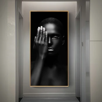 

Black Girl With Silver Lips Canvas Paintings African Girl Wall Art Canvas Posters And Prints Wall Pictures For Living Room Decor