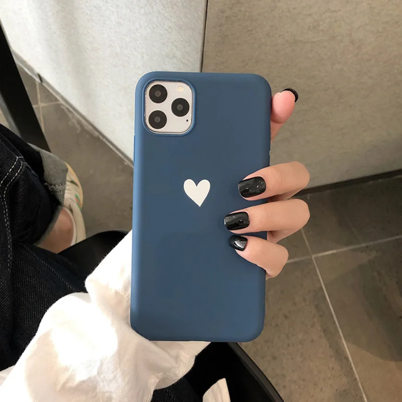 N1986N Love Heart For iPhone 11 Pro X XR XS MMax 6 6s 7 8 Plus Phone Case Fashion Cute Cartoon Soft TPU For iPhone X Phone Case - Цвет: navy