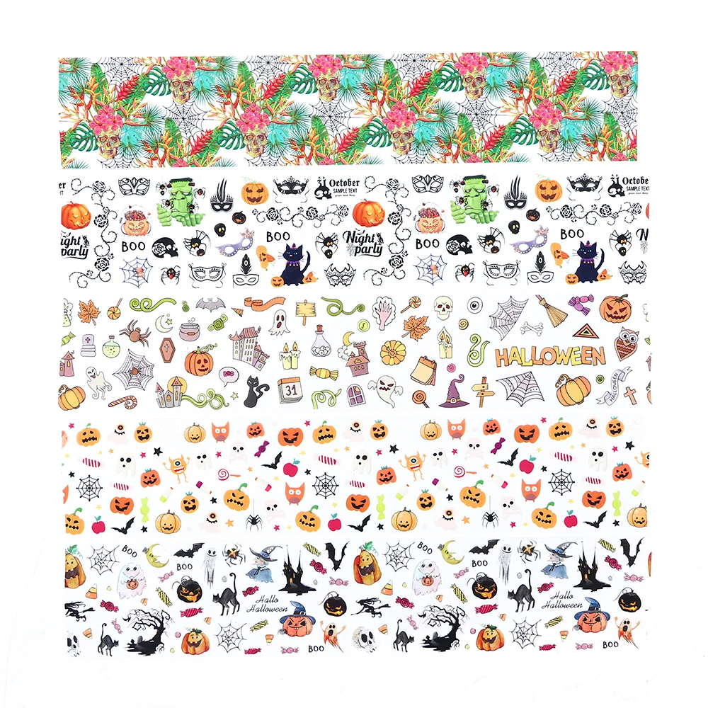 

10 Pcs/Pack Colorful Nail Foil Stickers Halloween Series Pumpkin Transfer Decals Paper Stikers DIY Nail Art Design Decorations