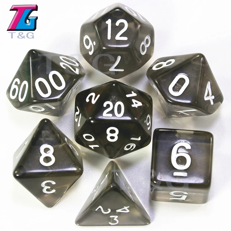 7 шт./компл. прозрачные Кристальные кости набор D4 d6 d8 d10 % d12 d20 для настольной игры rpg