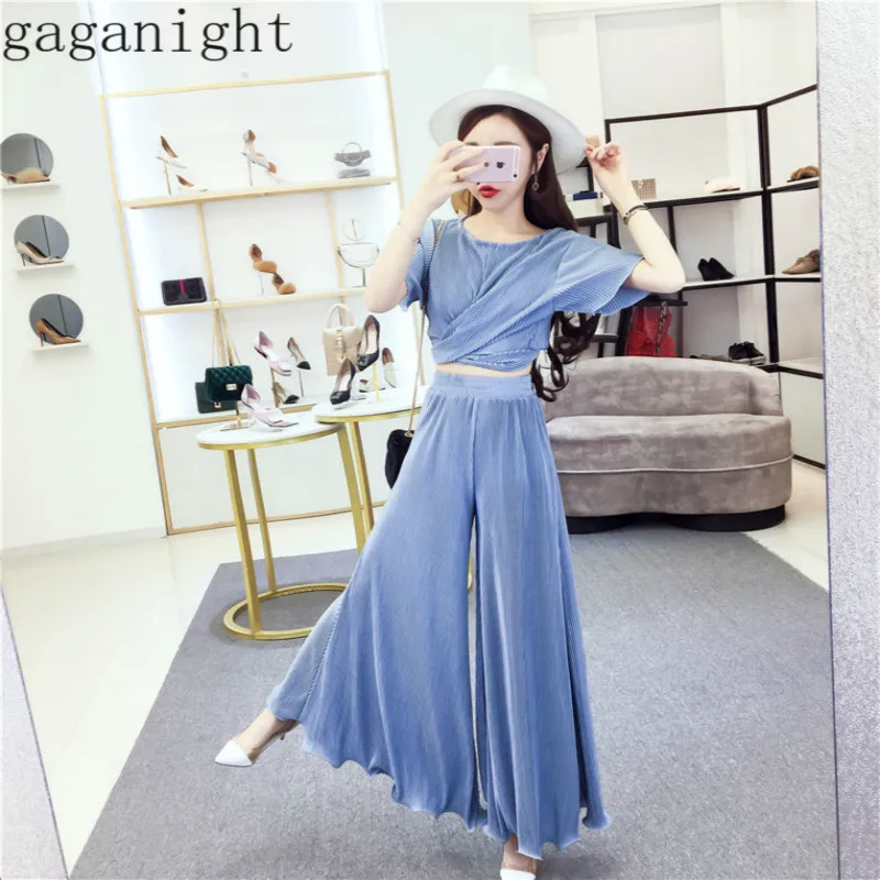 Gaganight Модный женский комплект из двух предметов короткий топ с перекрестными