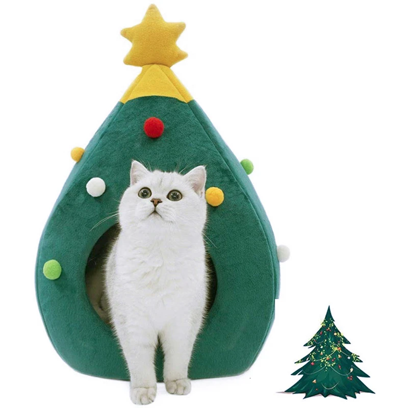 MESNUG Милая Рождественская елка кошка дом Мода уютный мягкий котенок Pet пещера кровать для маленьких собак Теплый Хлопок Флис щенок гнездо