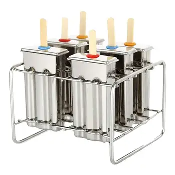 

6 Even Ice Cream Mould Popsicle Mould Stainless Steel Rack Ice Lolly Popsicle Maker Ice Cream Mold