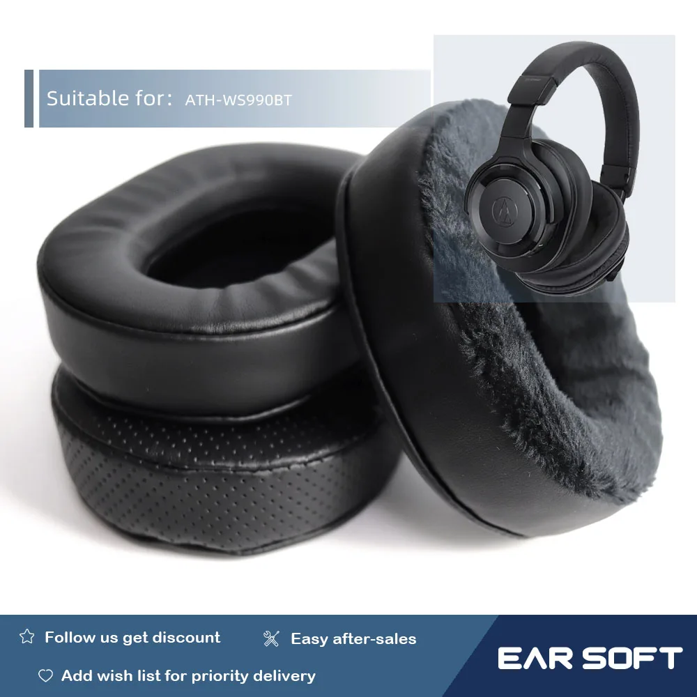 Earsoft Replacement Ear Pads Cushions for ATH-WS990BT Headphones Earphones Earmuff Case Sleeve Accessories earsoft replacement ear pads cushions for ath ava400 headphones earphones earmuff case sleeve accessories