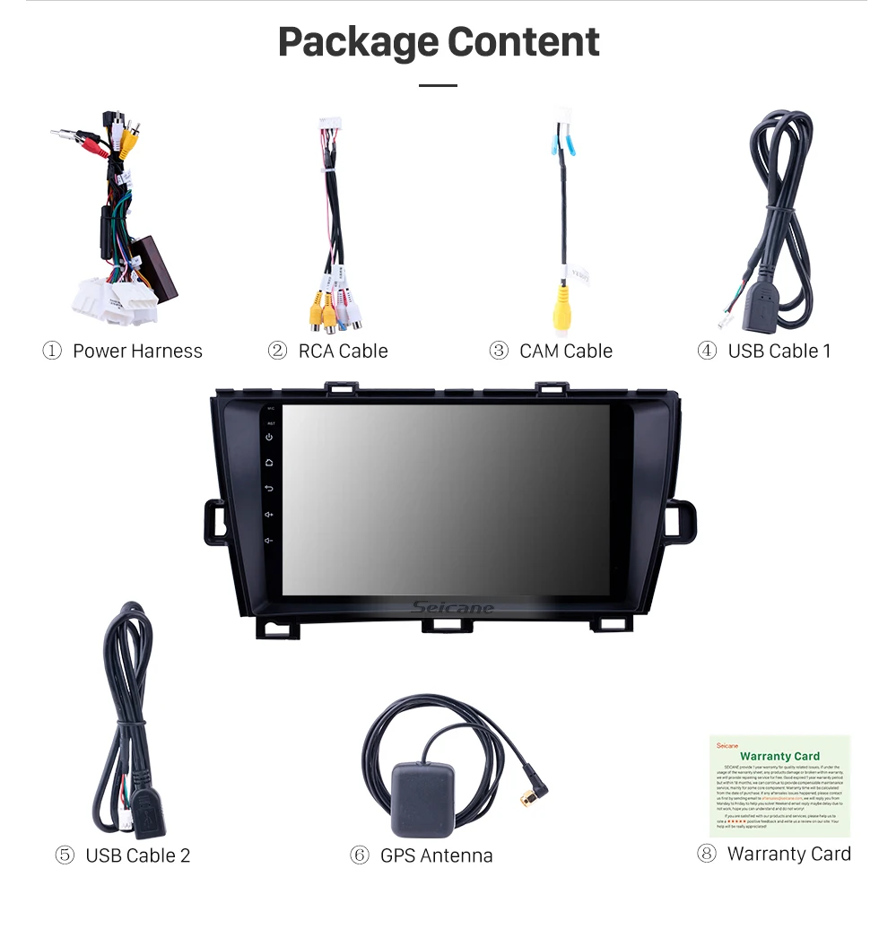 Seicane " Android 8,1 GPS автомобильный радиоприёмник для 2009 2010-2013 Toyota Prius RHD с HD сенсорным экраном Поддержка Carplay задняя камера 2din