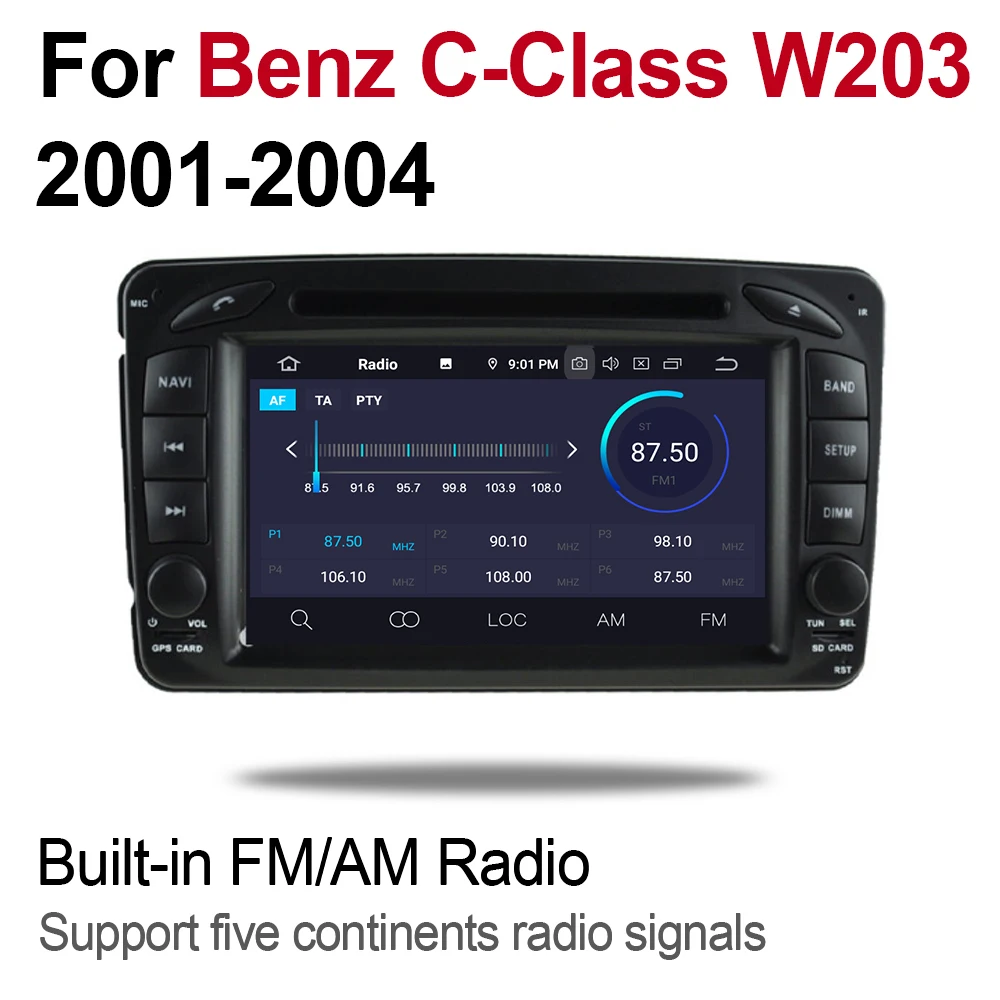 Мультимедийная система для Mercedes Benz C Class W203 2001 ~ 2004 NTG 2 DIN Android 9 GPS навигация Bluetooth Wi Fi