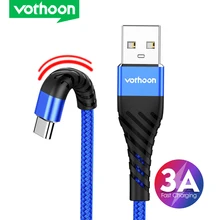 Cabo usb tipo c vothoon para xiaomi, fio para carregamento rápido e sincronização de dados para redmi note 7 mi 9 samsung galaxy s10 s9 oneplus 5 6t