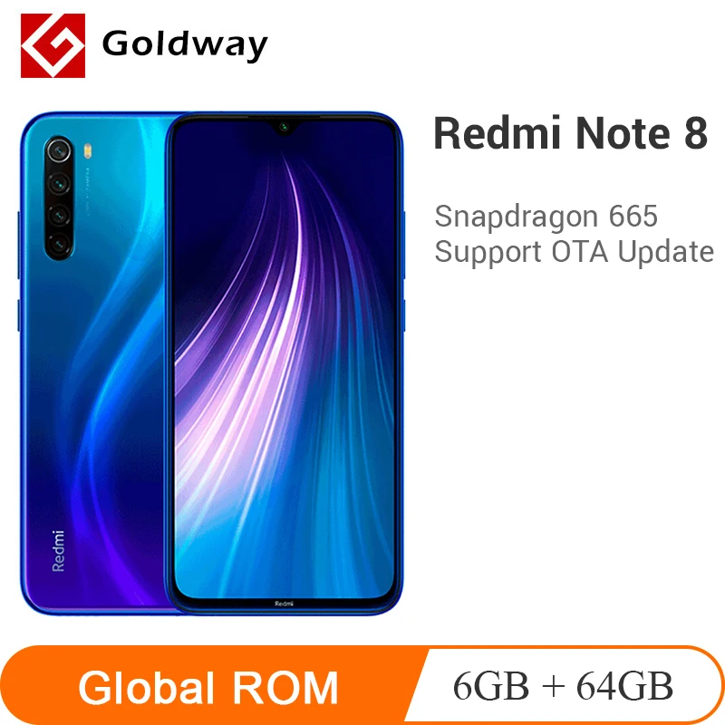 Глобальная прошивка Xiaomi Redmi Note 8 6 Гб 64 Смартфон Snapdragon 665 Octa Core 3 &quotэкран 48MP Quad