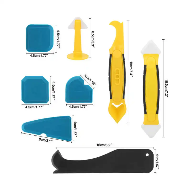 8Pcs Plastic+Silicone Sealant Scraper Finisher Tool Portable Silicone Multifunctional Spatula Shovel 3