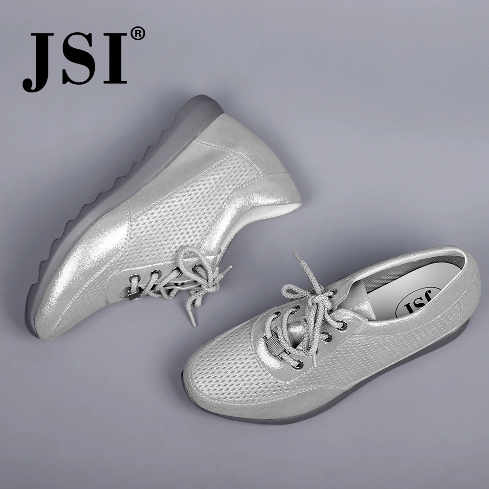 Skup JSI kobieta buty szary Casual mieszkania prawdziwej skóry światło EVA podeszwa okrągłe Toe wysokiej jakości koronki wykonane ręcznie up mieszkania kobieta JO184