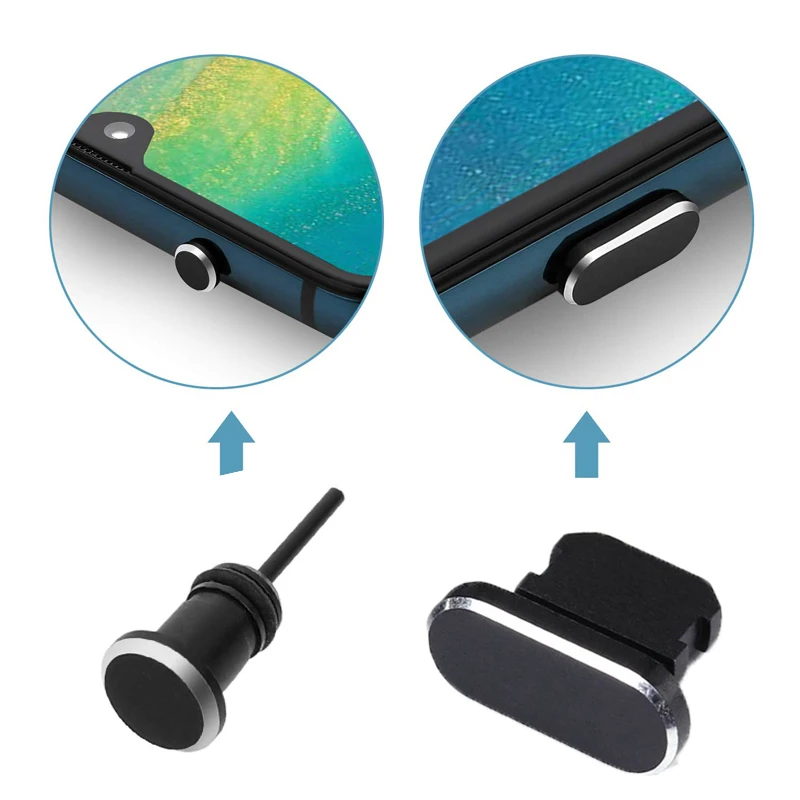 

2PCS Metal Charging Port +3.5mm Earphone Port Dust Plug Replacement for Android for iPhone for Type-C Mobile Phone free shipping