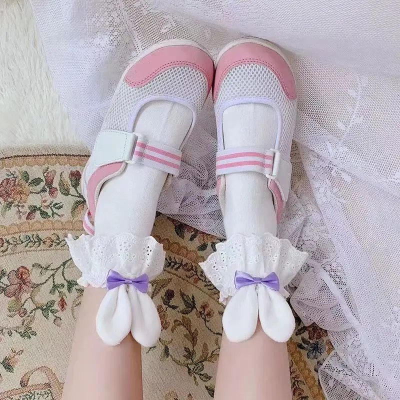 Cosplay&ware Pink Girls Kawaii Lolita Socks Cute Rabbit Ears Bowknot Japanese Gothic Lace Ruffles Stocking Cotton Cosplay -Zentai shop online H9ede2d24a8e44dea9bdbc03fc7756a1eD.jpg