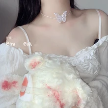 HZ Милая Фея уникальная нашивка в виде бабочки Черный Белый Преувеличение короткая цепь чокер линия ожерелье для женщин ювелирные изделия Вечерние