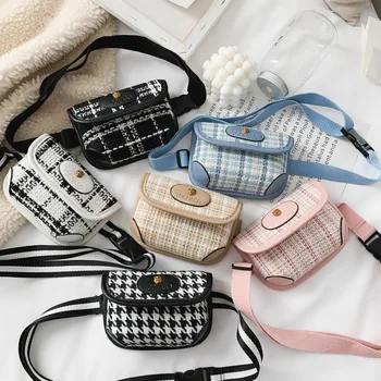 

Raged Sheep New kids Shoulder Bag Baby Girls Diagonal Travel Lattice Messenger Handbags Casual Simple Waist Bags Accessories