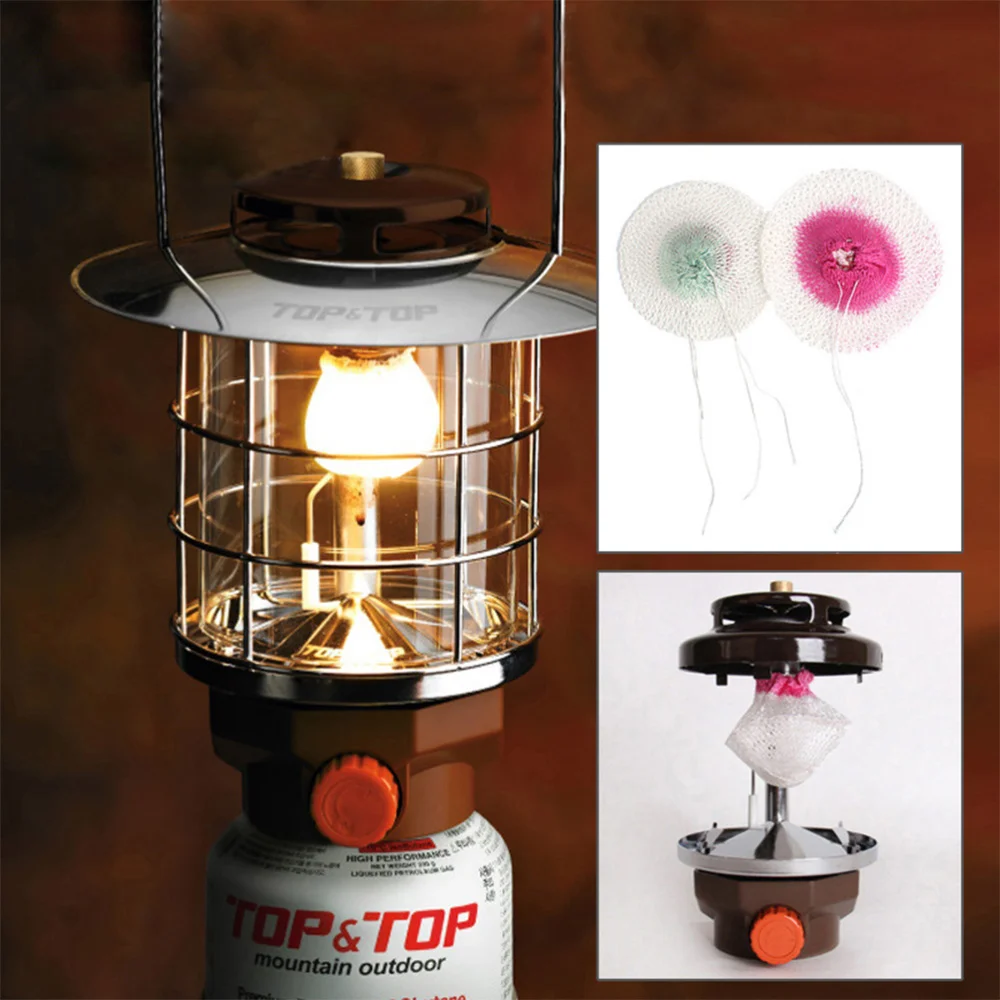 20pcs Set Mesh Camping Lantern Mantles Lamp Mantle Paraffin Lamp Gas Lights Tool 