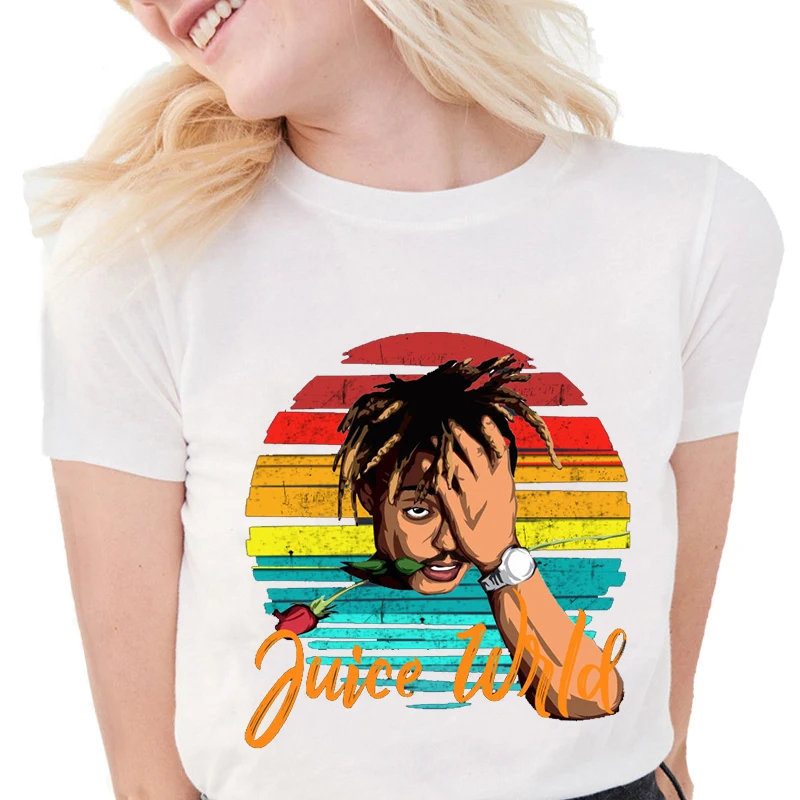 

Juice wrld 2020 summer women's T-shirt girl Harajuku juice wrld -2 TShirt short sleeve O-neck cotton white T-shirt