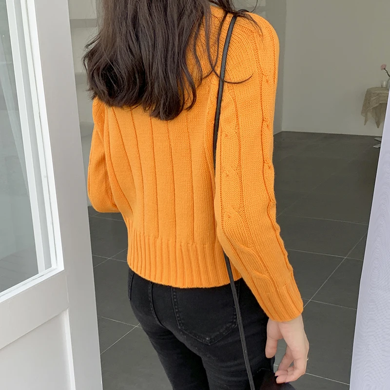 Women Sweaters Knitted Tops 2019 New Winter Casual Female Knitwear Candy Color Fashion O-Neck Woman Short Casual Pullovers   (15)
