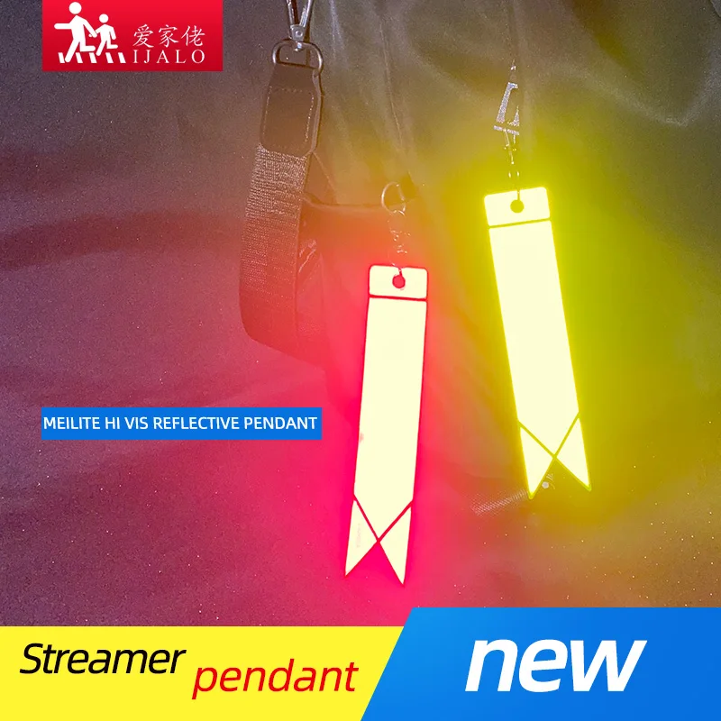 New MEILITE 500 candle lights Streamer Reflective Keychains Safety protection bag pendant  key ings For traffic safety use