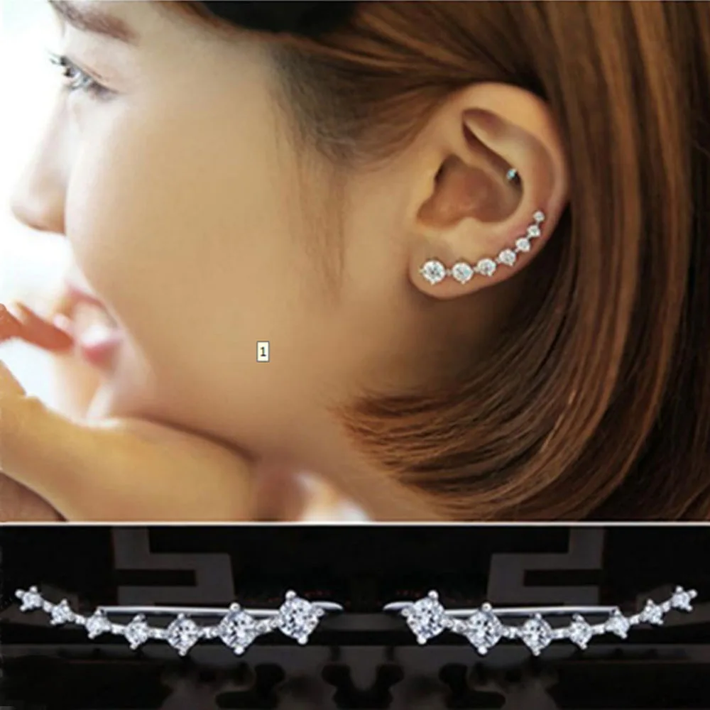 Серьги кольца женские гипоаллергенные с 7 кристаллами|Серьги-гвоздики| |