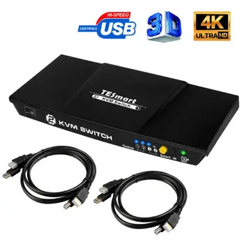 

TESmart New High Quality 2 Port USB KVM HDMI Switch with Extra USB 2.0 Port Support 4K*2K (3840x2160)
