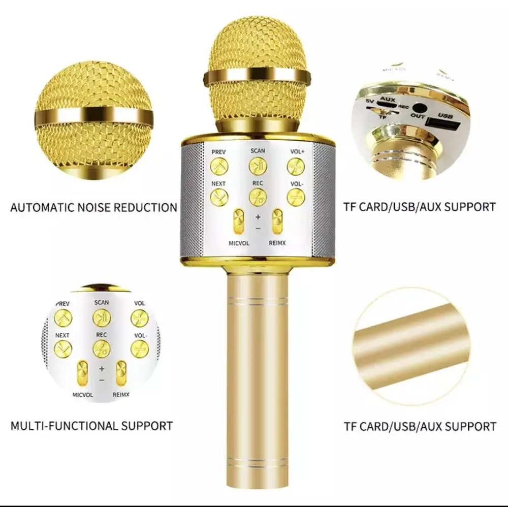 WS 858 bluetooth караоке микрофон беспроводной Профессиональный динамик consender ручной микрофон радио mikrofon studio Запись микрофон