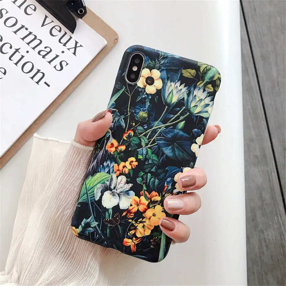 10 Платье в стиле ретро с цветочным узором чехол для iphone X XR 7 8 плюс Чехол Силиконовый мягкий матовый чехол для телефона чехол s для iphone 11 Pro XS Max, 6 S, 6 Plus, чехол Крышка - Цвет: 10