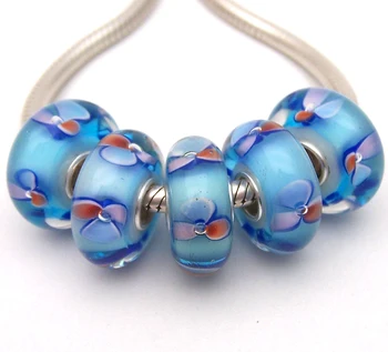 

JGWG1771 5X 100% Authenticity S925 Sterling Silver Beads Murano Glass beads Fit European Charms Bracelet diy jewelry Lampwork