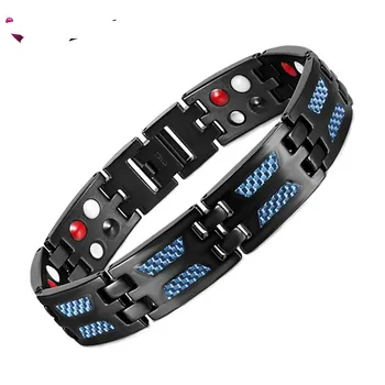 

Titanium Blue Color Health Magnetic Bracelet 4 Elements High Quality Luxury Bangles &amp Bracelets Gift For Men Dropshipping