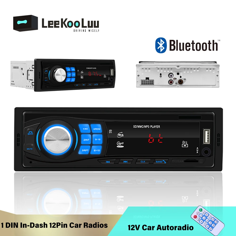 LeeKooLuu 1din Bluetooth Авторадио 12 в автомобильный Радио Стерео FM Aux-IN входной приемник SD USB In-dash аудио автомобильный MP3 мультимедийный плеер