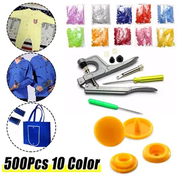 

500 Sets Snap Press Plier Plastic Resin Stud Button Fastener Setter Tool Kit