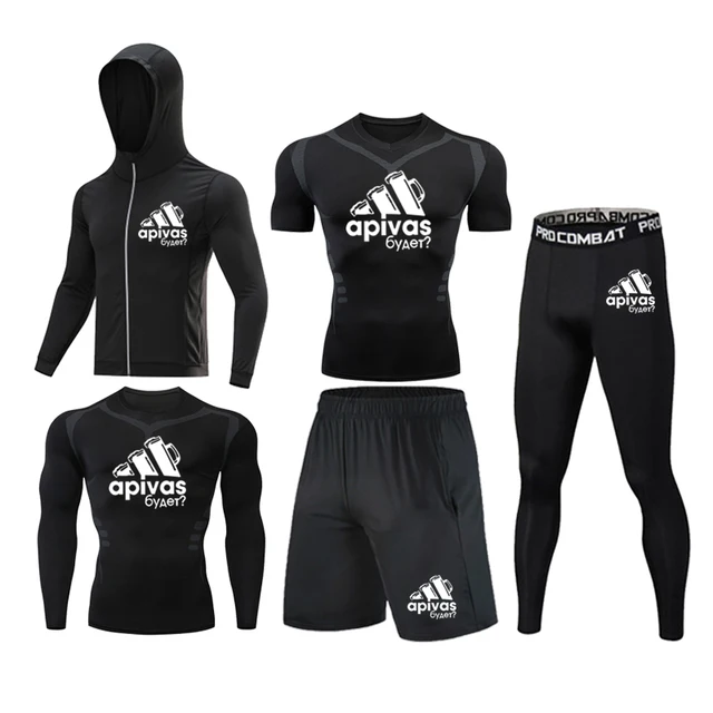 Men Jiu jitsu Rashguard MMA T-shirts Sets Bjj Muay Thai Boxing Jerseys Long Sleeve Boxeo Suit Brand 5Pcs Set Fitness Sport Suits 5Pcs Set
