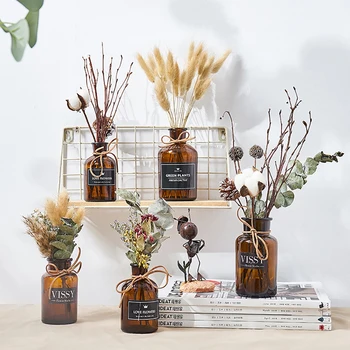 

Pastoral Glass Vase Home Decoration Accessories Modern Fake Flower Artificial Flower Dried flower Decor Wedding Table Desk Decor