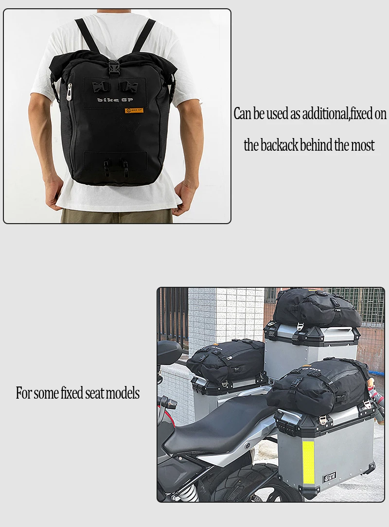 r1200gs r1250gs adv mt 09 mt07 tracer x-adv v-strom multi-function rear seat bag backpack saddlebags motorcycle waterproof bags12