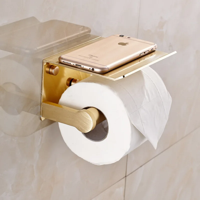 

Manufacturers Direct Selling Gold Vintage Alumimum Bathroom Mobile Phone Holder Roll Stand Toilet Paper Holder