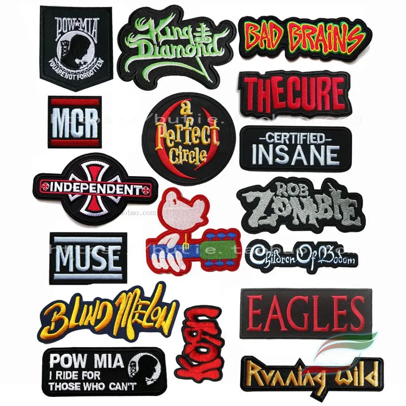 Punk band adhesive back badge a228 bird guitar embroidered dress decoration patch heavy metal