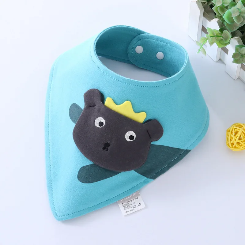 New Baby Bib 3D Cartoon Cute Drooling Saliva Towel Cotton Double-layer Snap Triangle Scarf Baby Burp Cloths Kids Stuff (2)